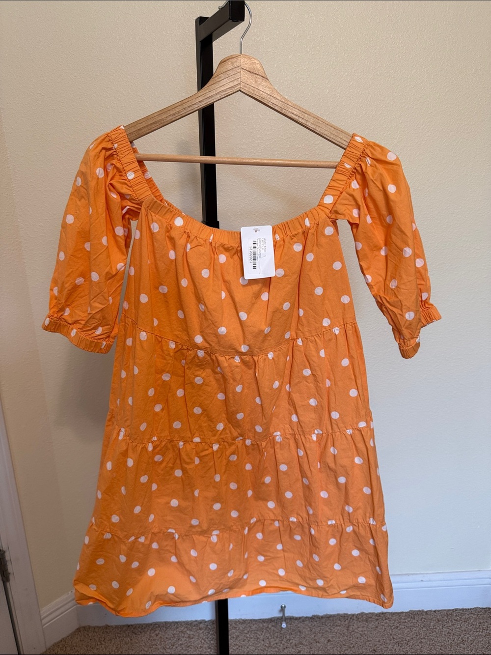 Color me Courtney 🌻Orange Polka Dot Off-Shoulder Dress